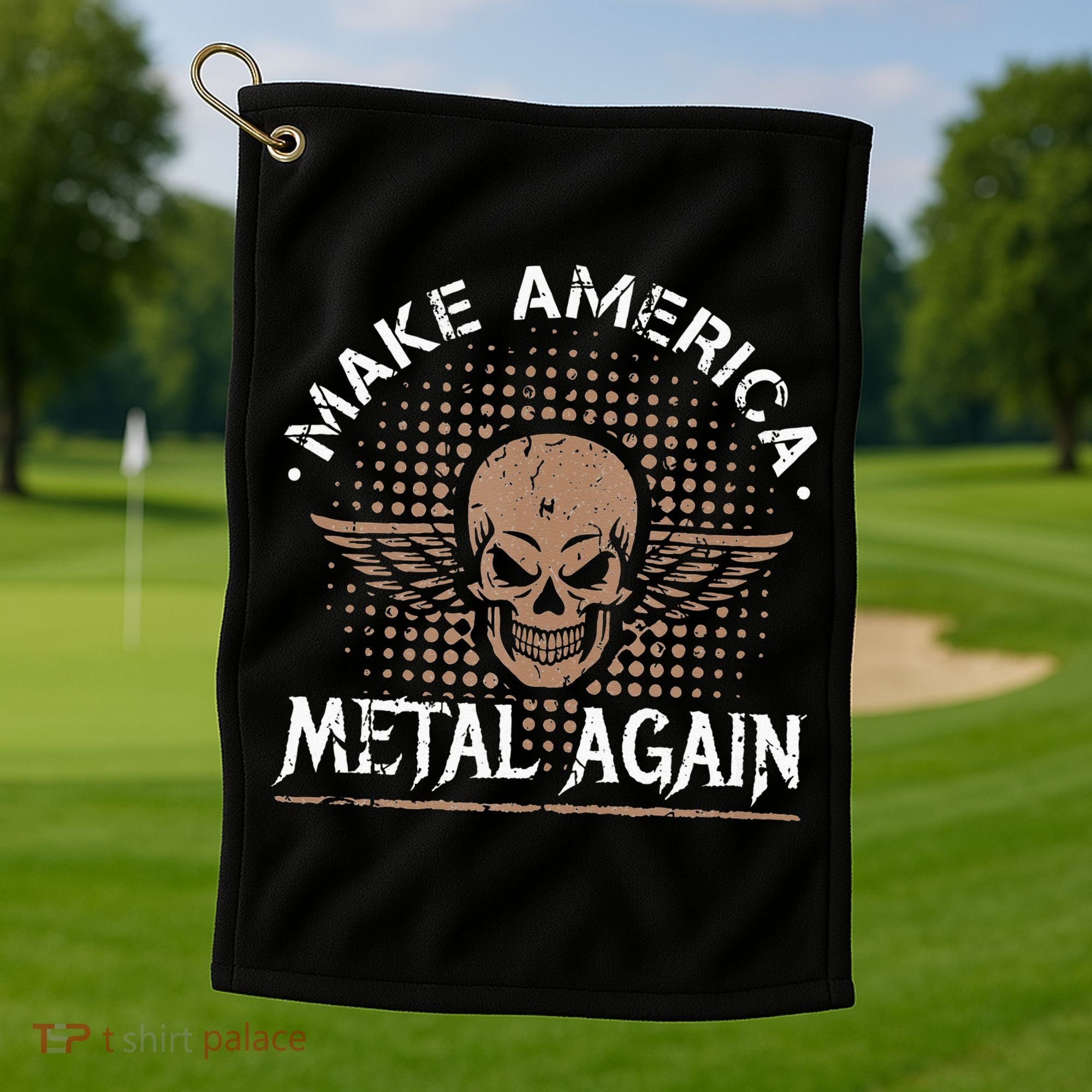 Make America Metal Again Skull Rock And Roll Heavy Music Golf Towel