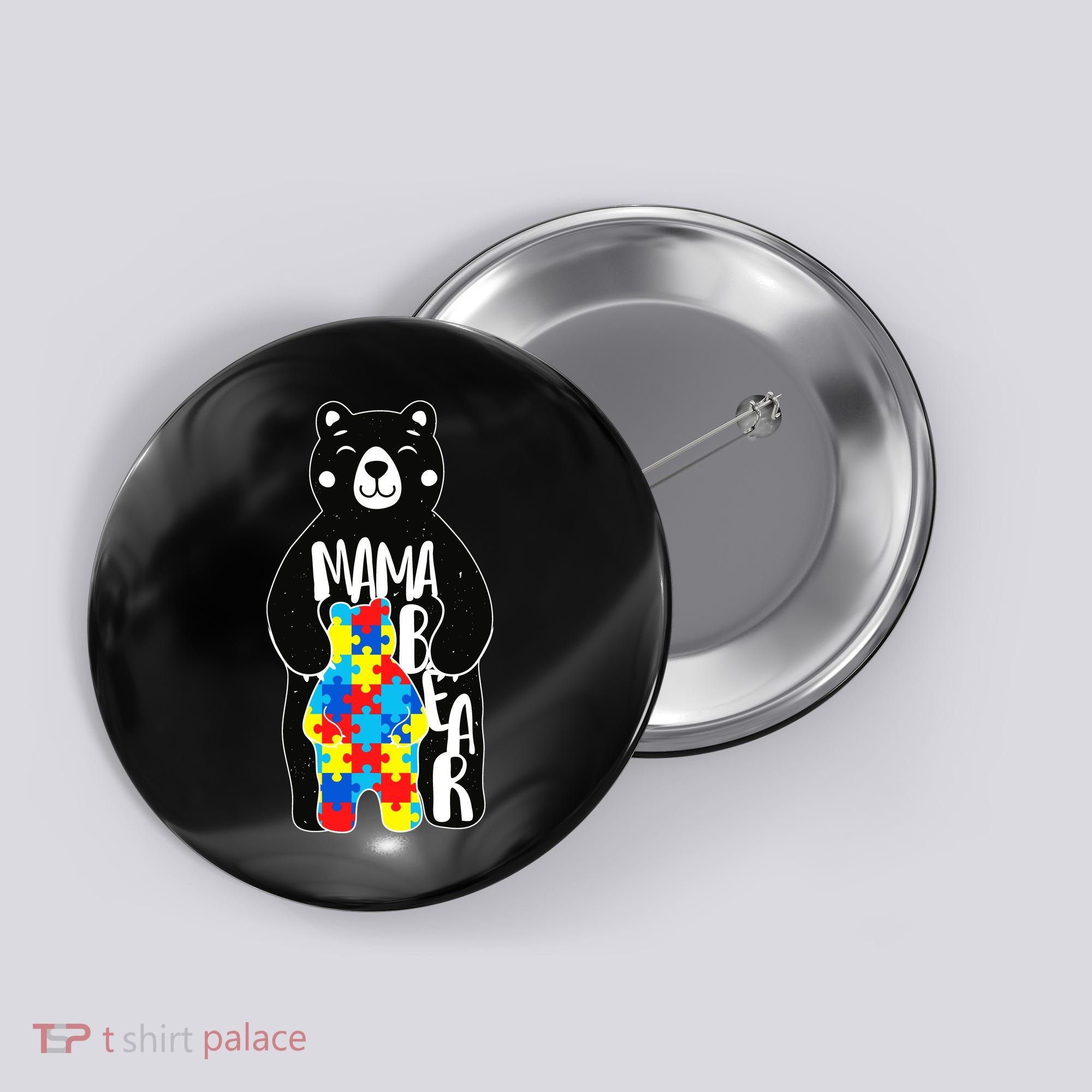 Mama Bear Autism Awareness Button