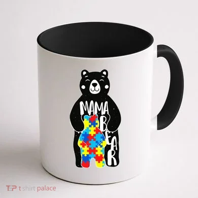Mama Bear Autism Awareness Coffee Mug back