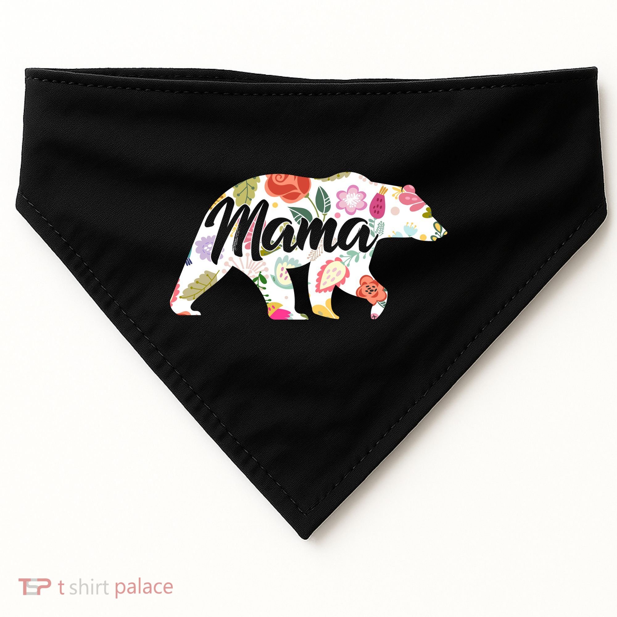 Mama Bear Cute Flower Pattern USA-Made Doggie Bandana