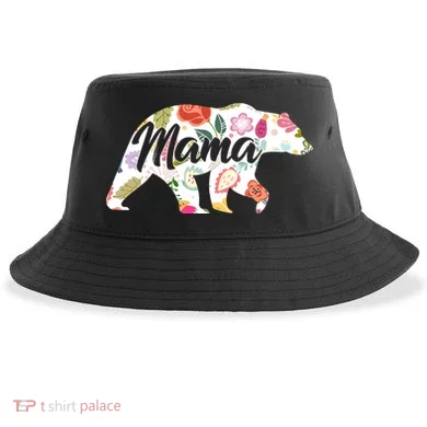 Mama Bear Cute Flower Pattern Sustainable Bucket Hat