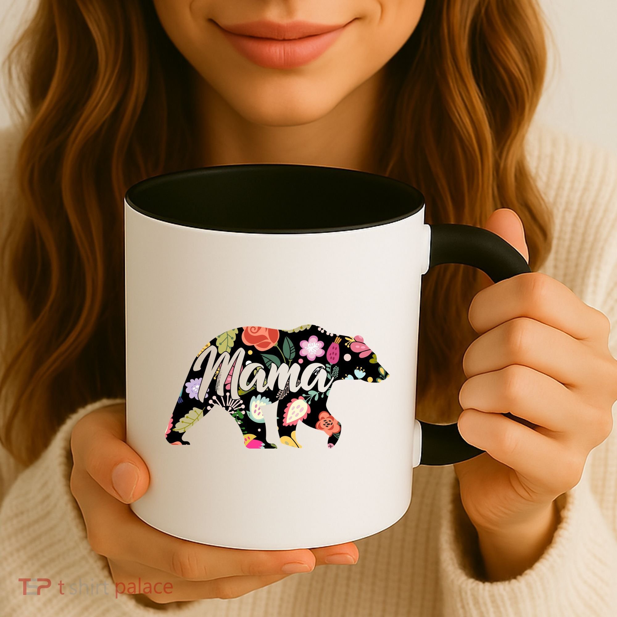 Mama Bear Cute Flower Pattern Coffee Mug