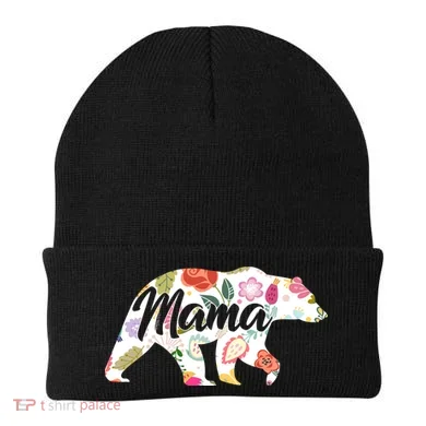 Mama Bear Cute Flower Pattern Beanie
