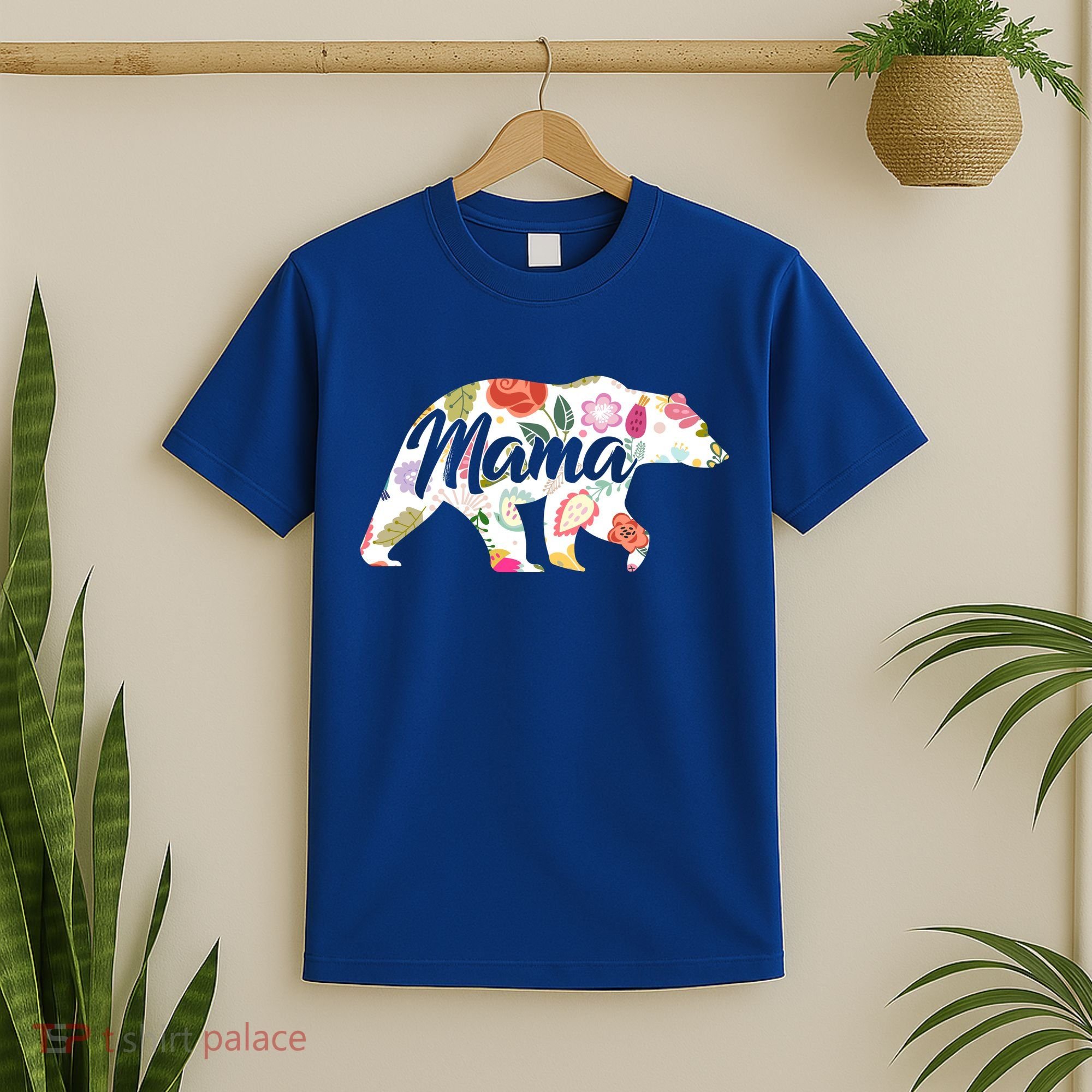 Mama Bear Cute Flower Pattern T-Shirt