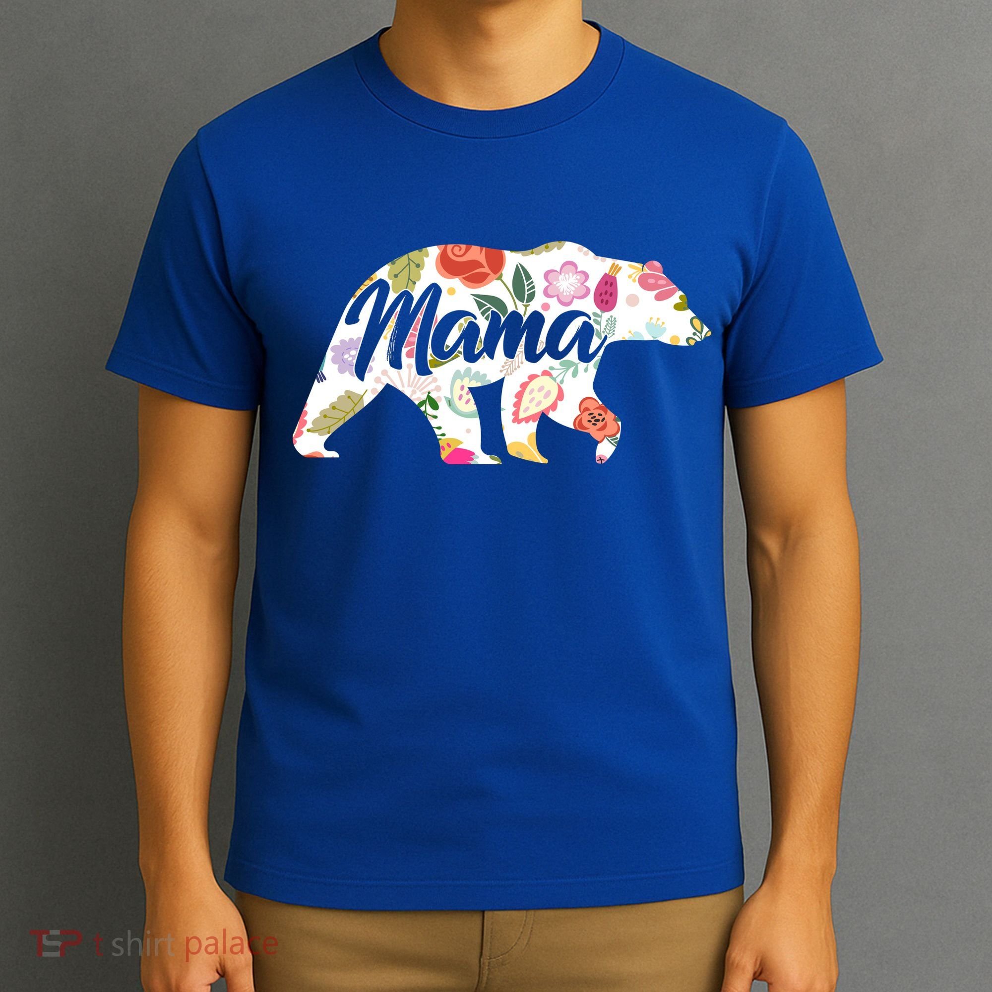 Mama Bear Cute Flower Pattern T-Shirt