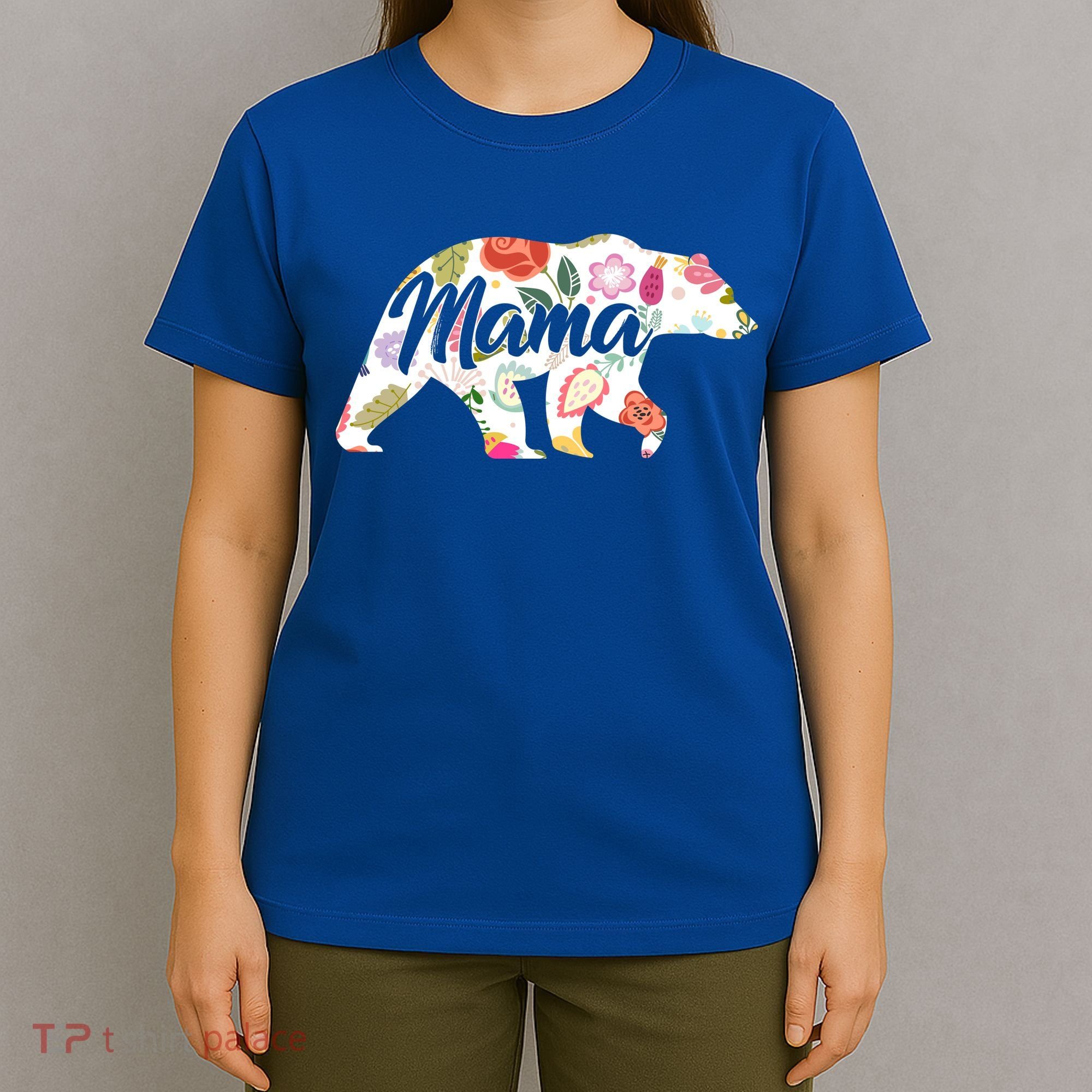 Mama Bear Cute Flower Pattern T-Shirt