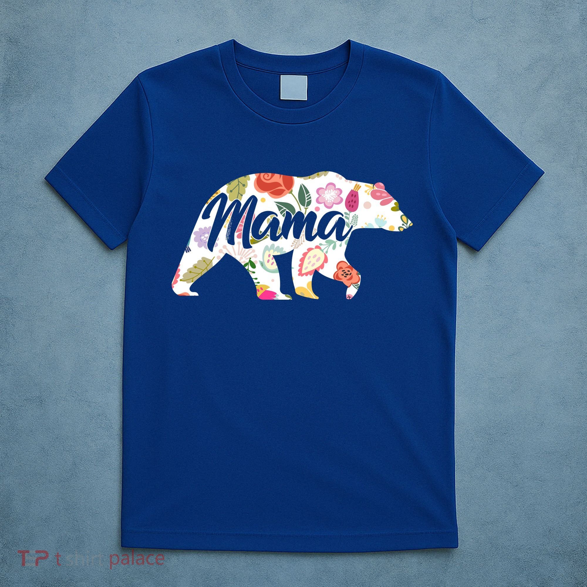 Mama Bear Cute Flower Pattern T-Shirt