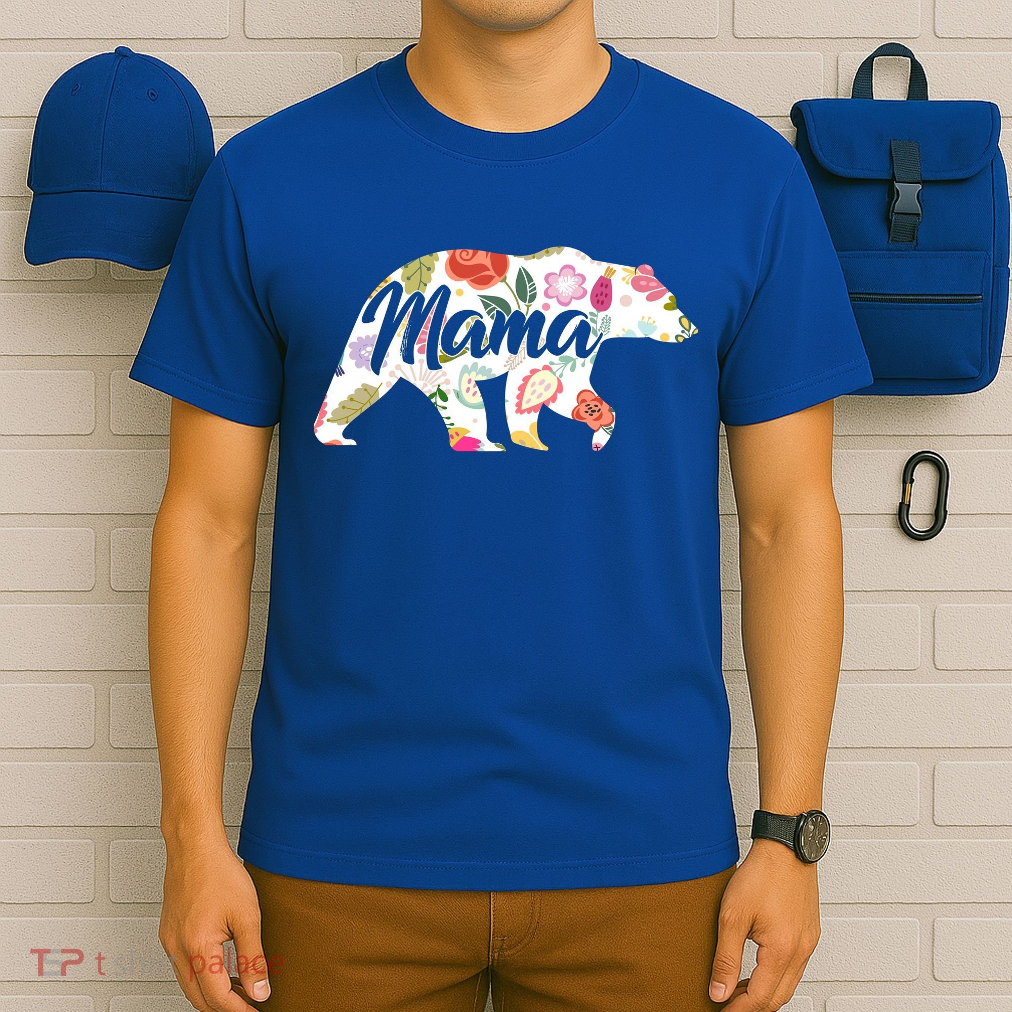 Mama Bear Cute Flower Pattern T-Shirt