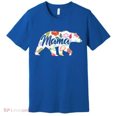 Mama Bear Cute Flower Pattern Premium T-Shirt