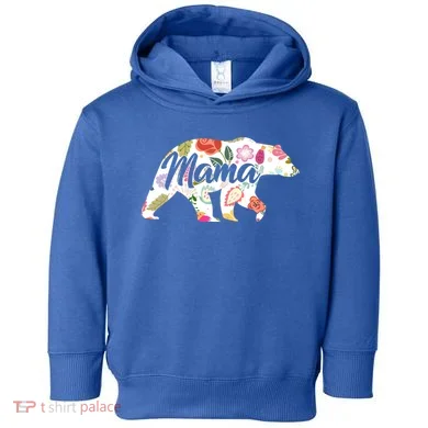 Mama Bear Cute Flower Pattern Toddler Hoodie