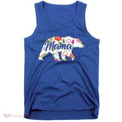 Mama Bear Cute Flower Pattern Tank Top