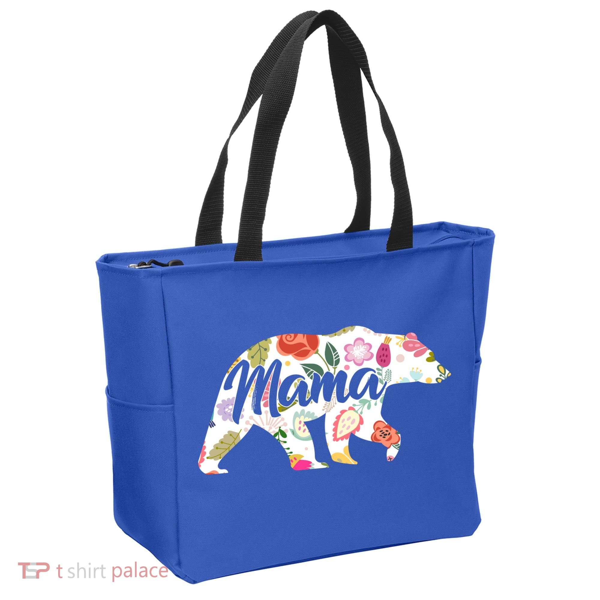Mama Bear Cute Flower Pattern Tote Bag