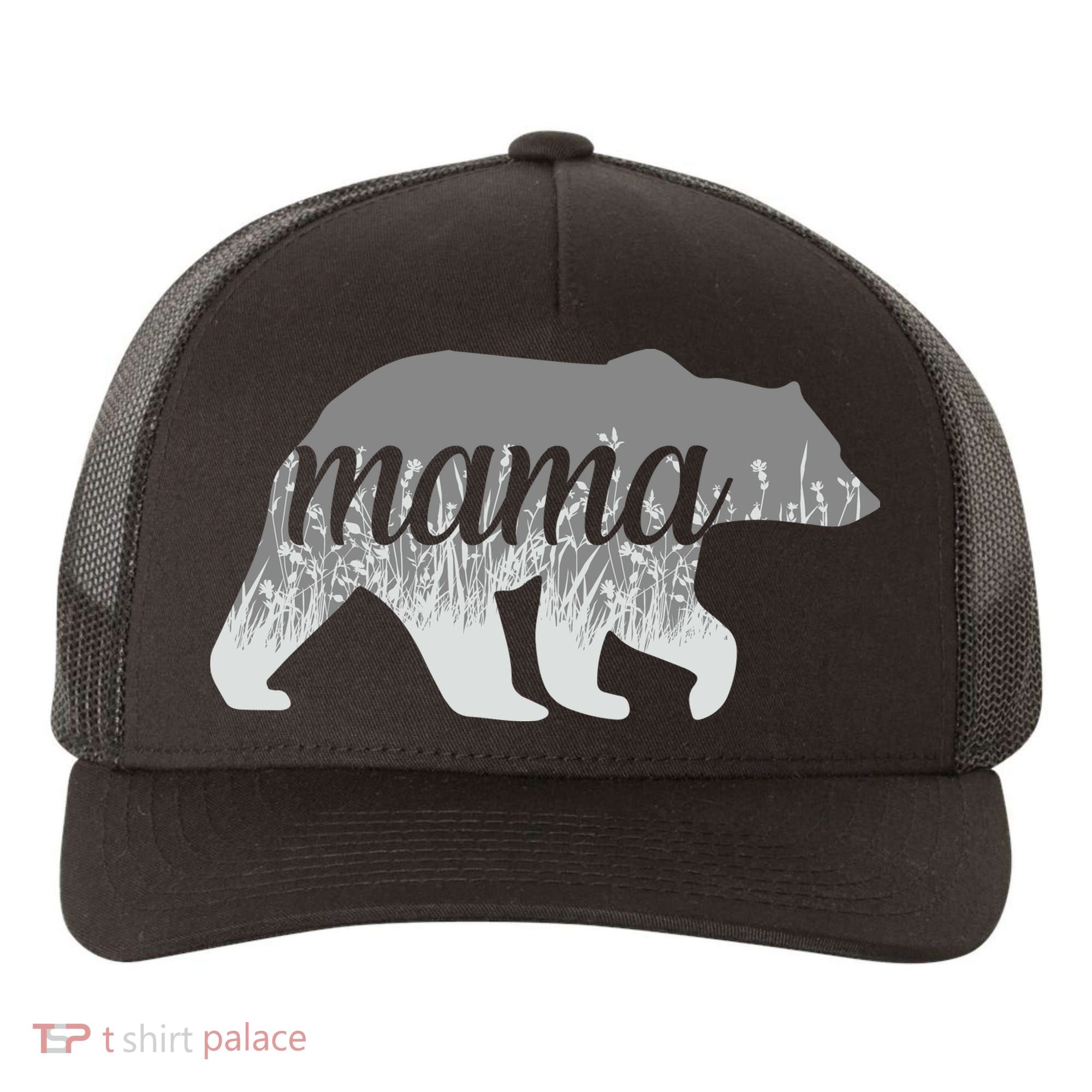 Mama Bear Floral Logo Yupoong Adult 5-Panel Trucker Hat