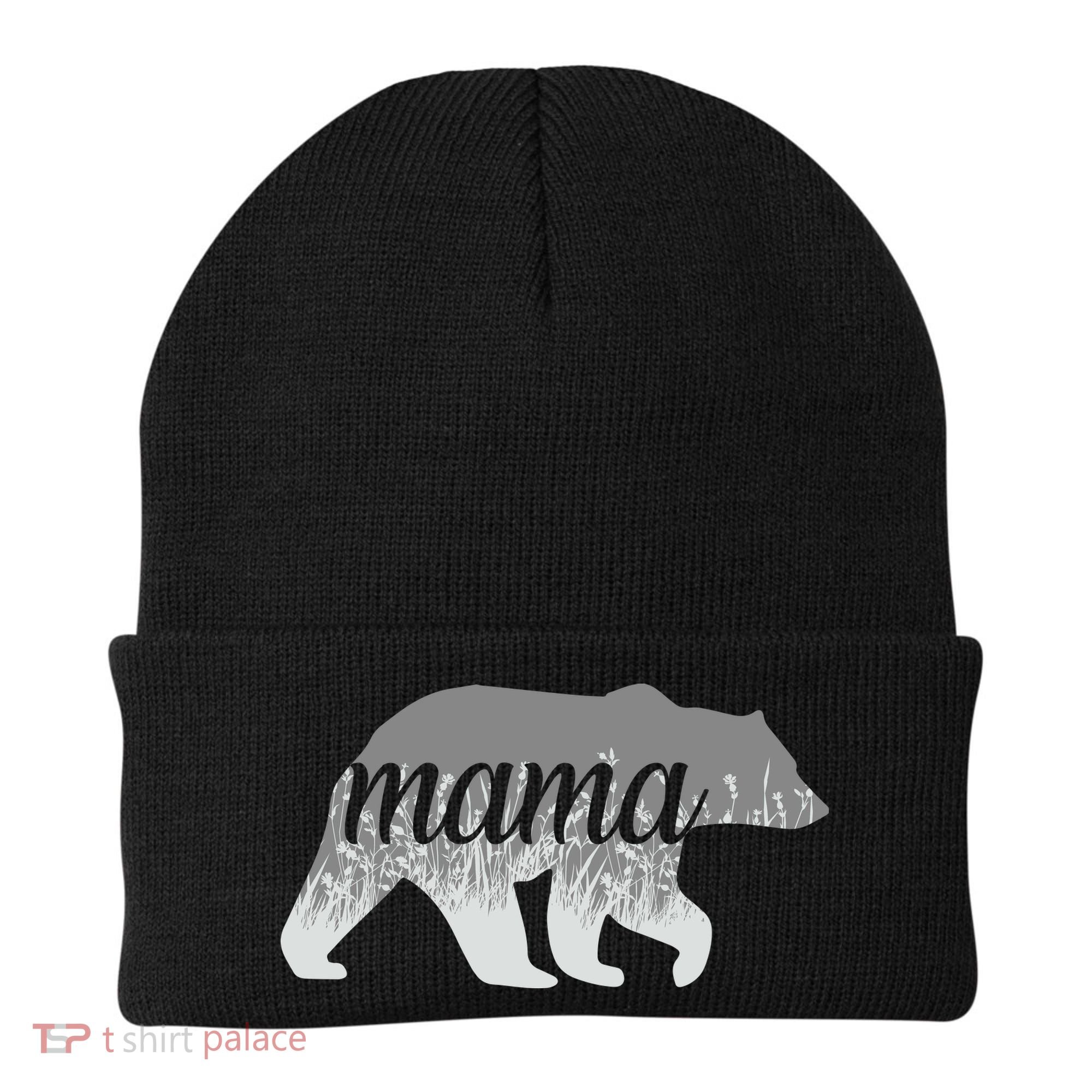 Mama Bear Floral Logo Beanie