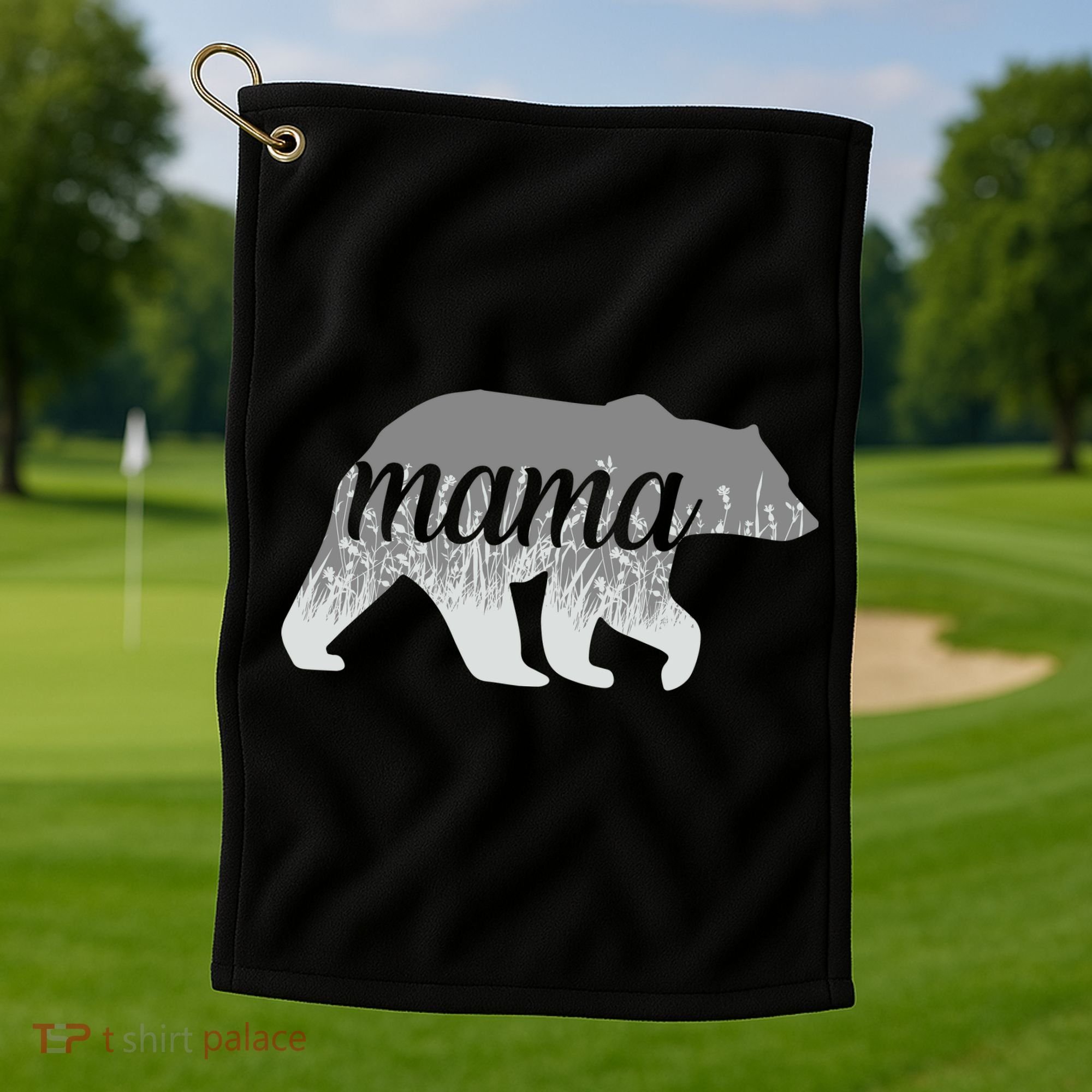 Mama Bear Floral Logo Golf Towel