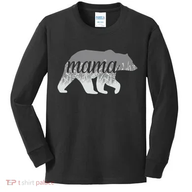 Mama Bear Floral Logo Kids Long Sleeve Shirt
