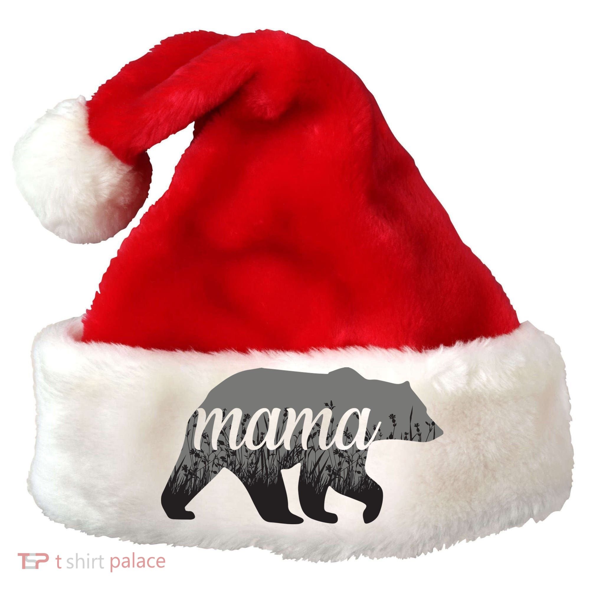 Mama Bear Floral Logo Santa Hat