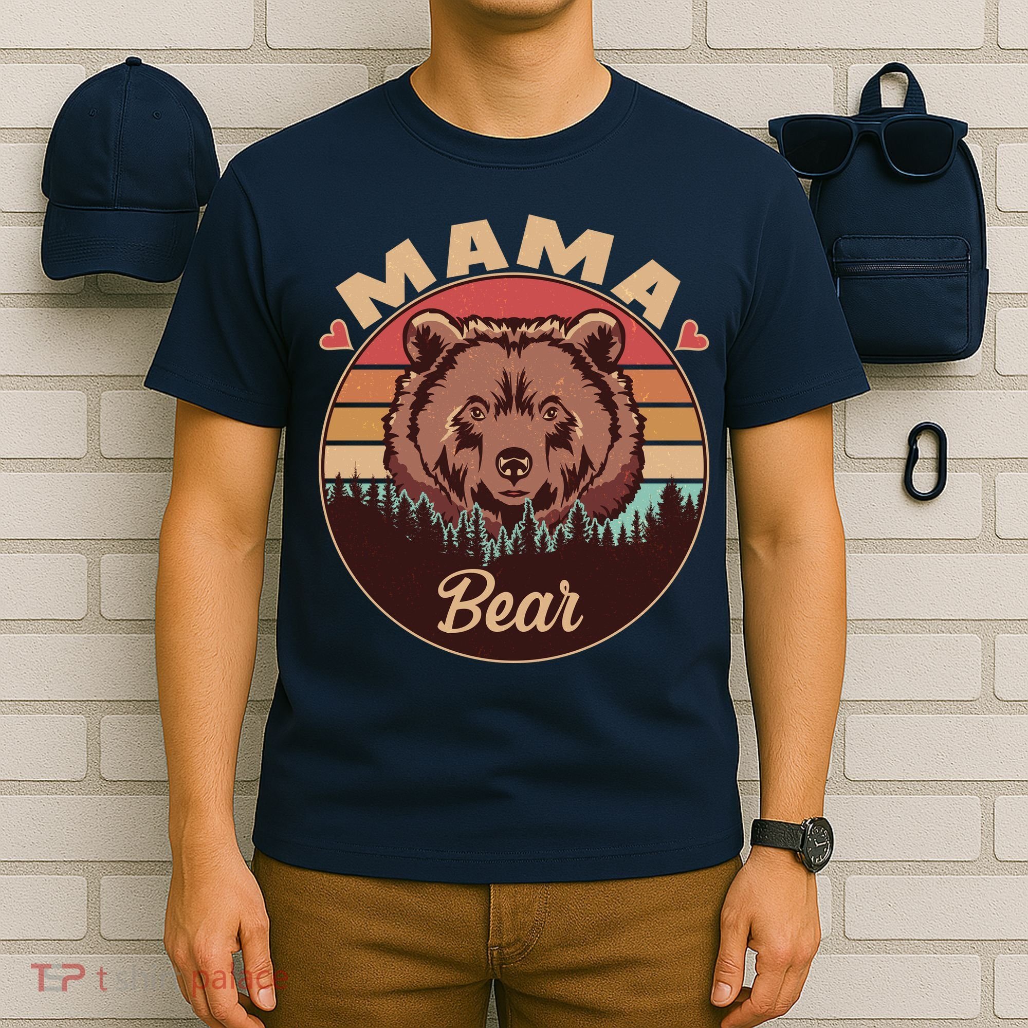 Mama Bear Vintage Bear Emblem T-Shirt