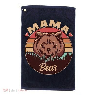 Mama Bear Vintage Bear Emblem Golf Towel