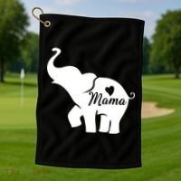 Mama Elephant  Golf Towel thumb 1