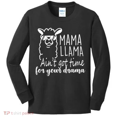 Mama Llama Drama Kids Long Sleeve Shirt