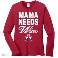 Mama Needs Wine Women's Long Sleeve Shirt thumb 0