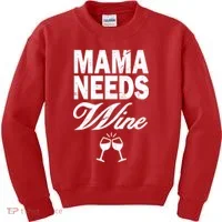 Mama Needs Wine Kids Sweatshirt thumb 0