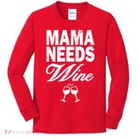 Mama Needs Wine Kids Long Sleeve Shirt thumb 0