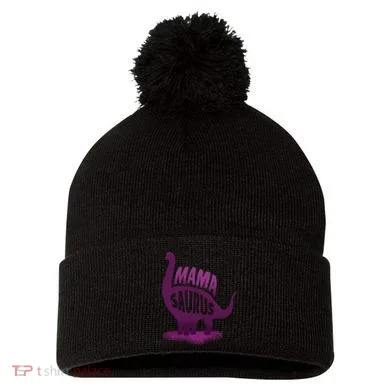 Mama Saurus Pom Pom 12in Knit Beanie