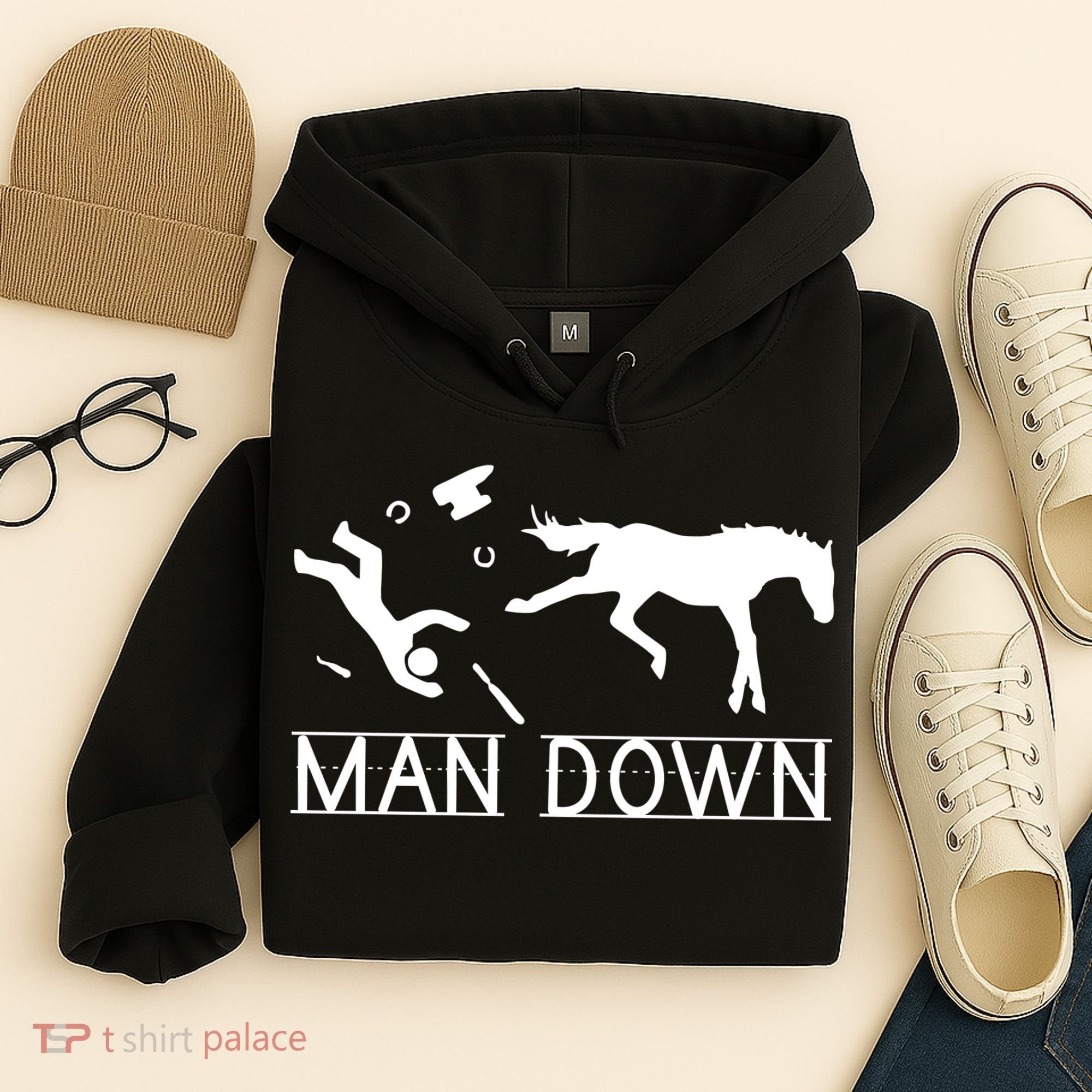 Man Down Horseshoer Funny Horse Hoodie