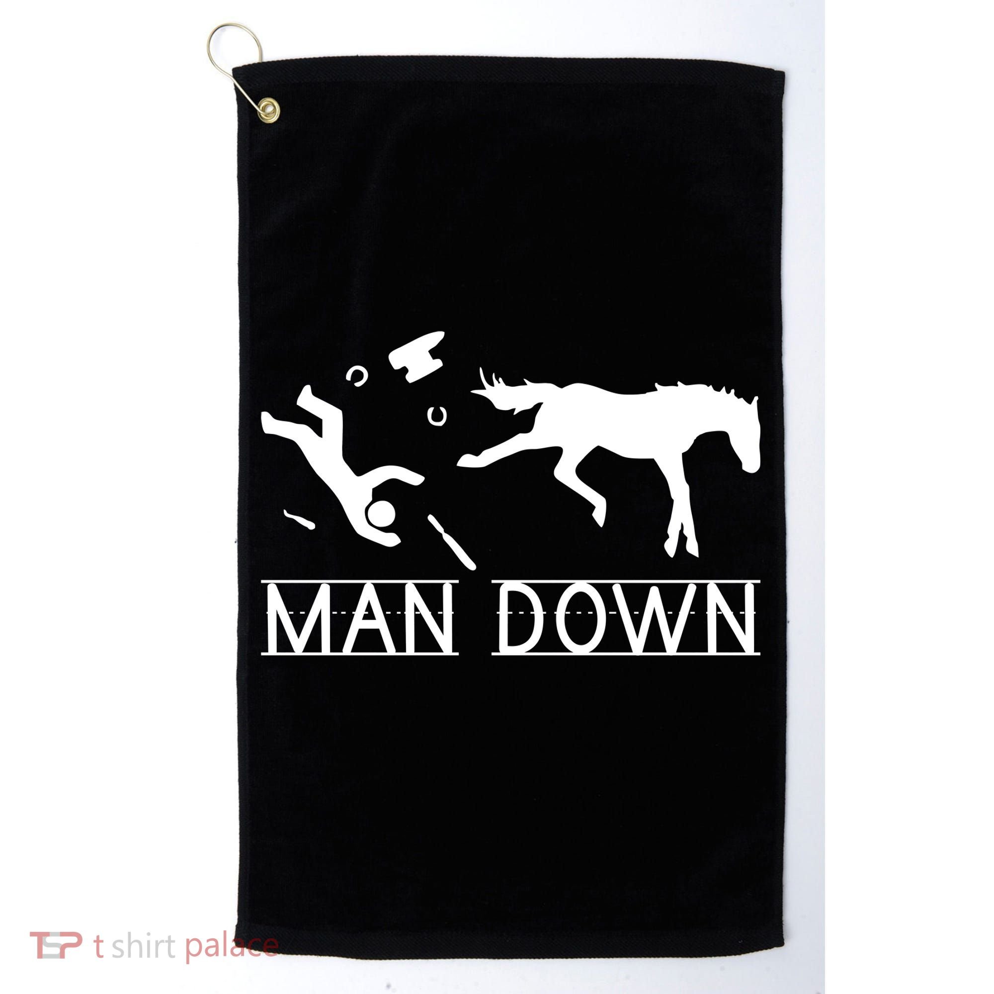 Man Down Horseshoer Funny Horse Golf Towel