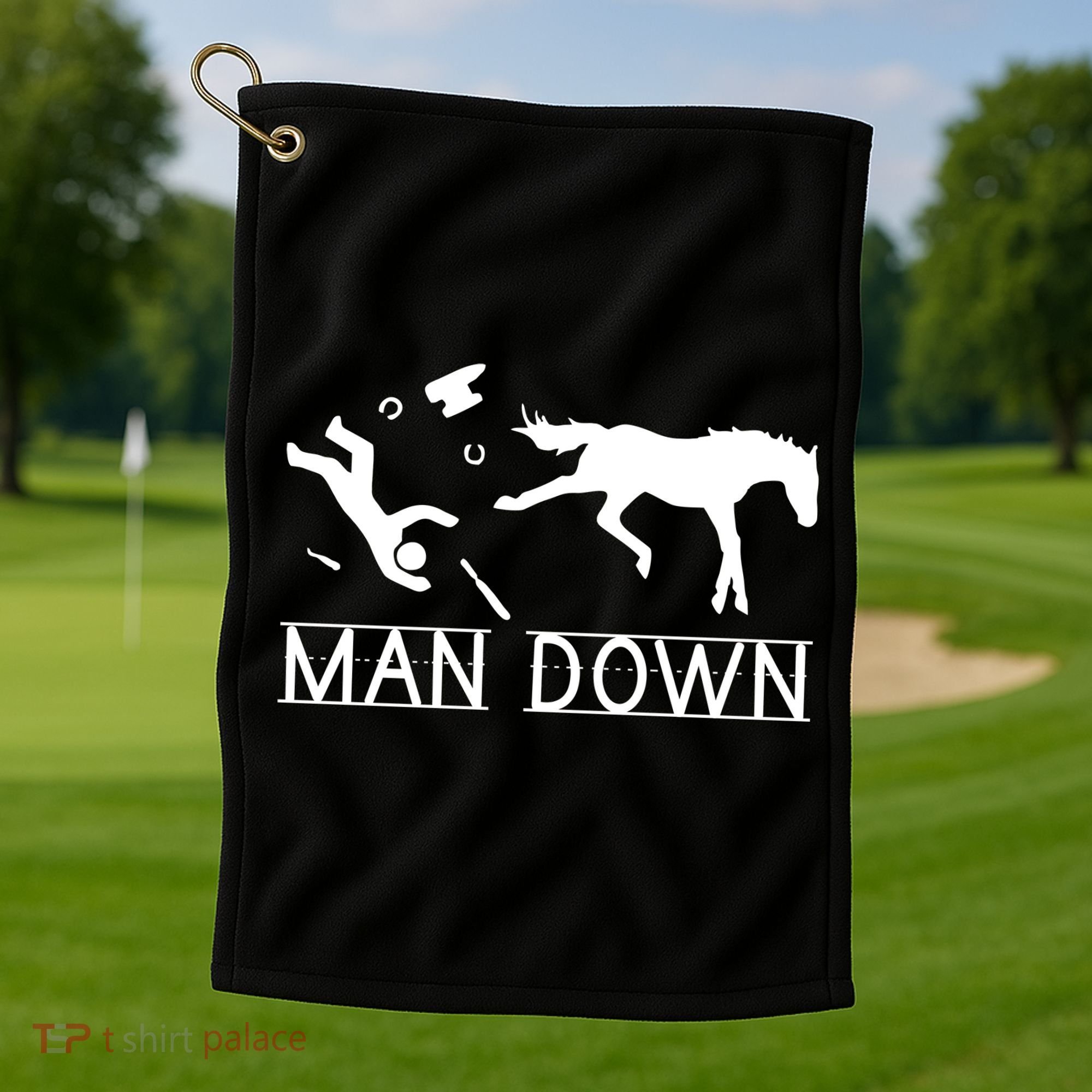 Man Down Horseshoer Funny Horse Golf Towel