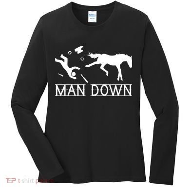 Man Down Horseshoer Funny Horse Women's Long Sleeve Shirt