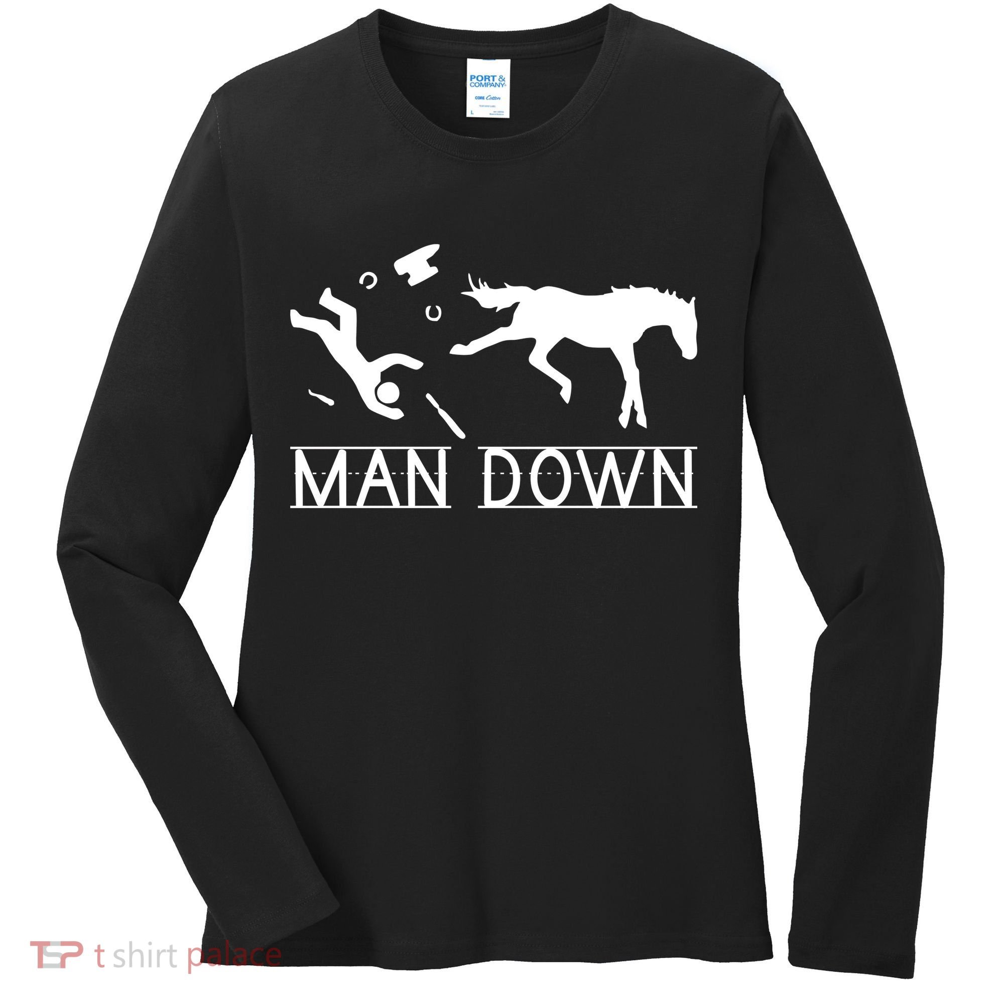 Man Down Horseshoer Funny Horse Women's Long Sleeve Shirt