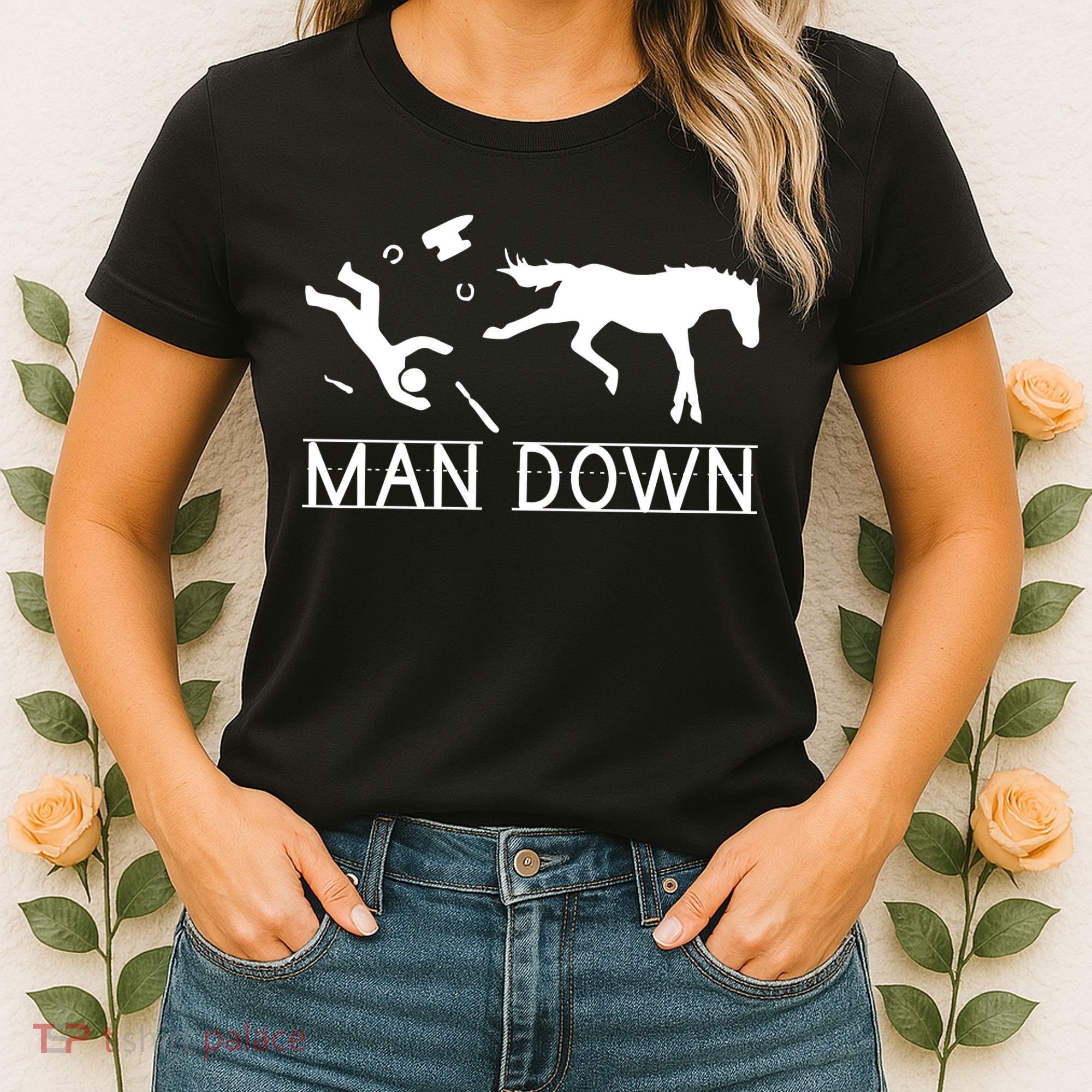 Man Down Horseshoer Funny Horse Women's T-Shirt