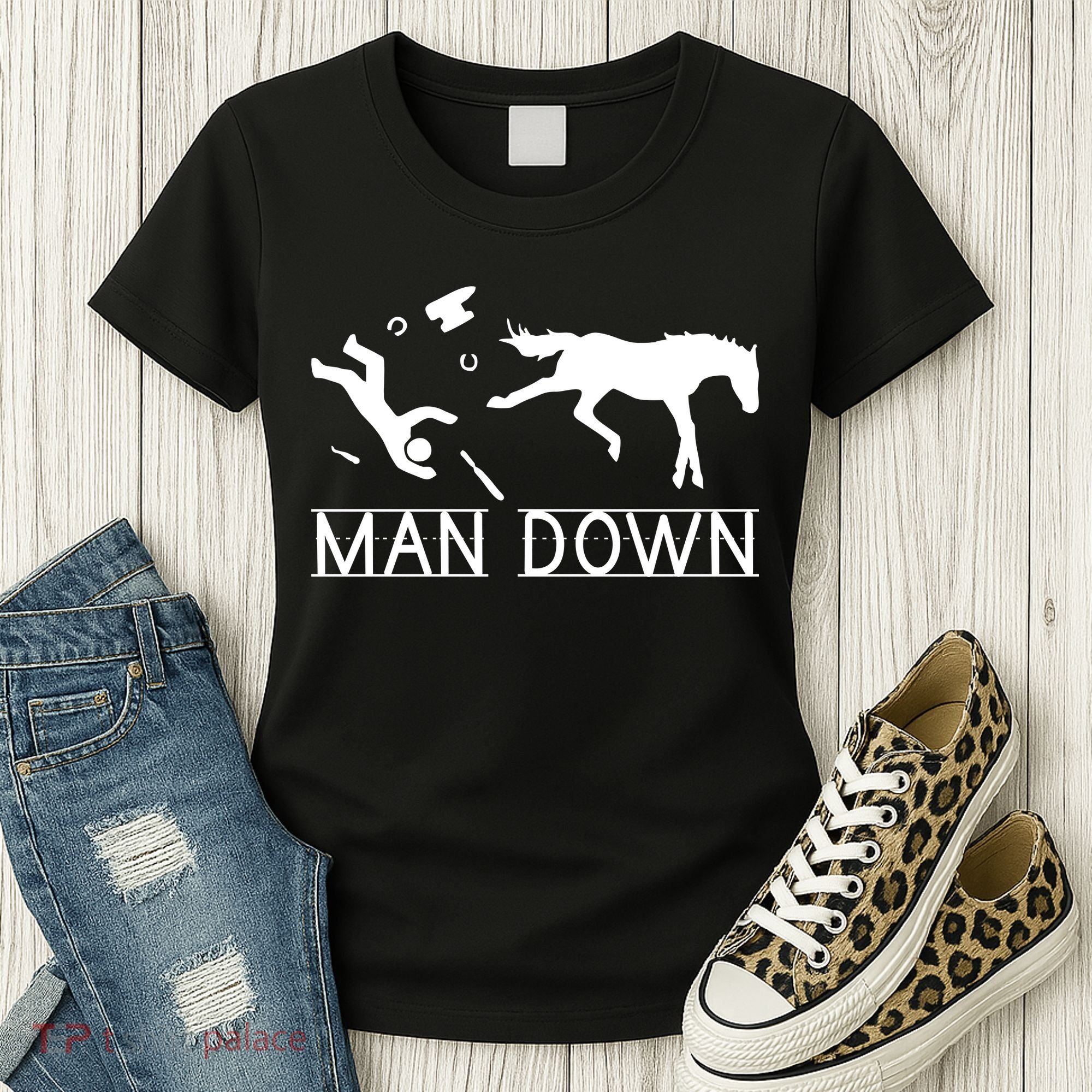 Man Down Horseshoer Funny Horse Women's T-Shirt