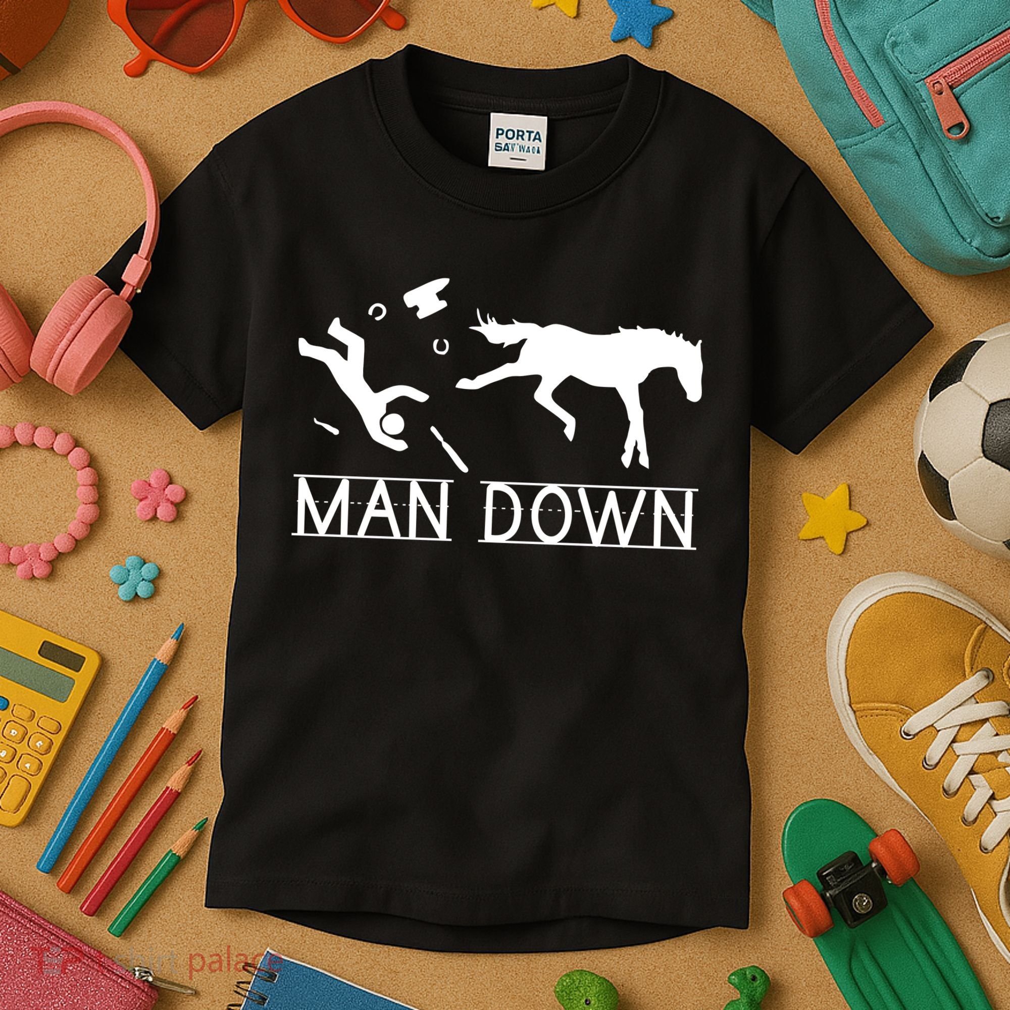 Man Down Horseshoer Funny Horse Kids T-Shirt