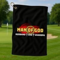 Man Of God Husband Dad Grandpa Golf Towel thumb 1