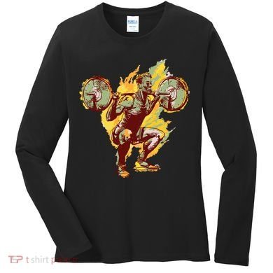Man Squatting Women's Long Sleeve Shirt