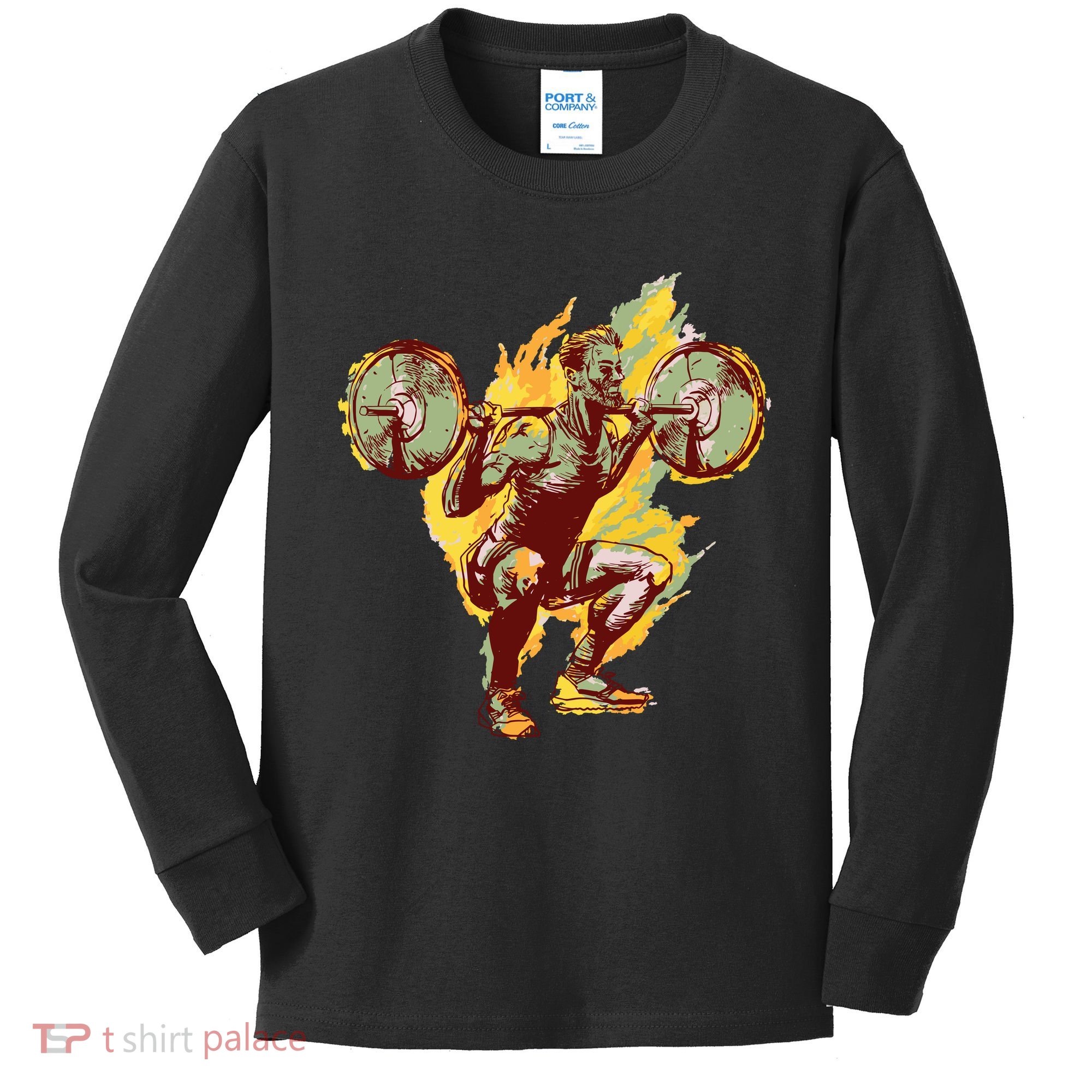 Man Squatting Kids Long Sleeve Shirt