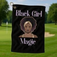 Melanin Afro Natural Hair Juneteenth Black Girl Magic Gift Golf Towel thumb 1