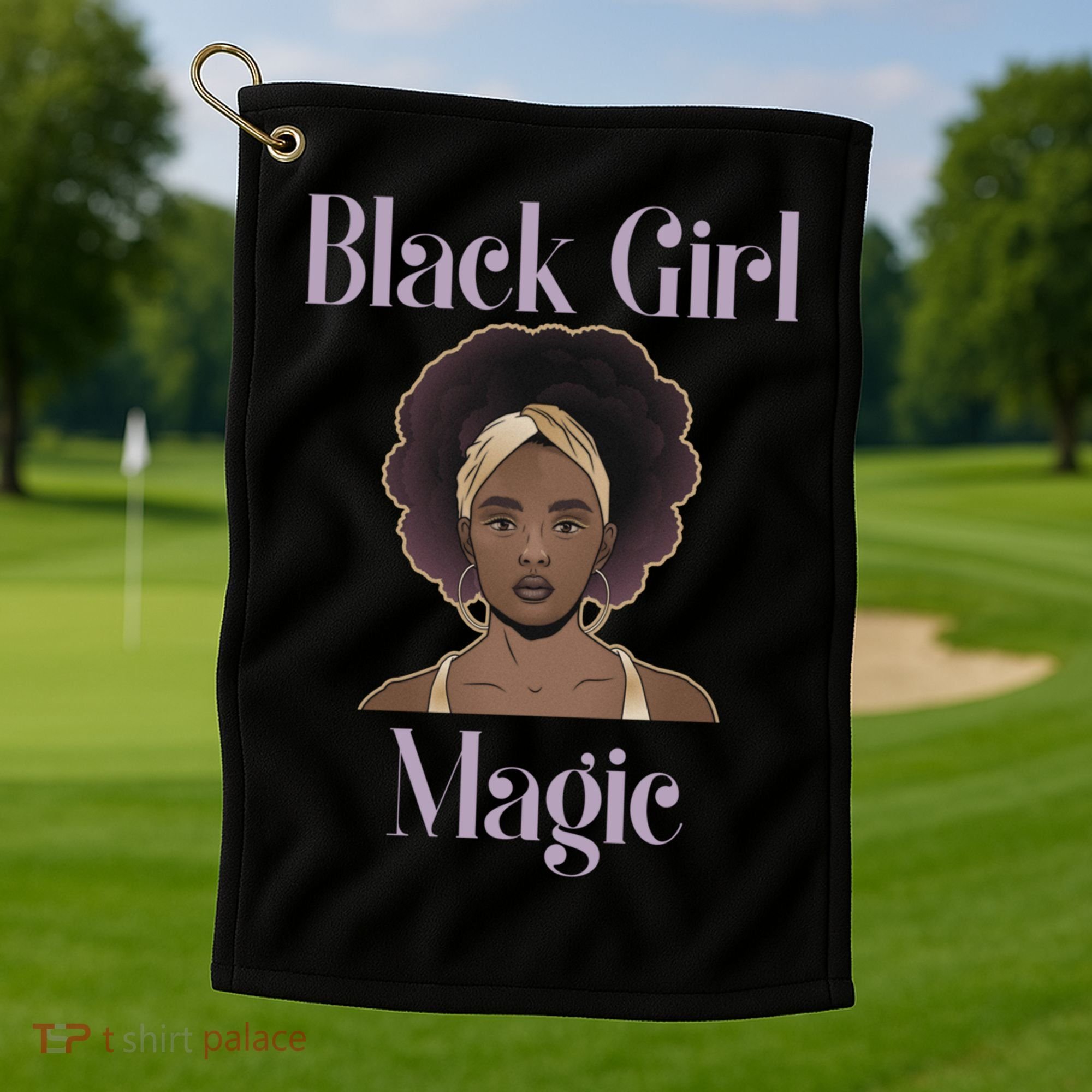 Melanin Afro Natural Hair Juneteenth Black Girl Magic Gift Golf Towel