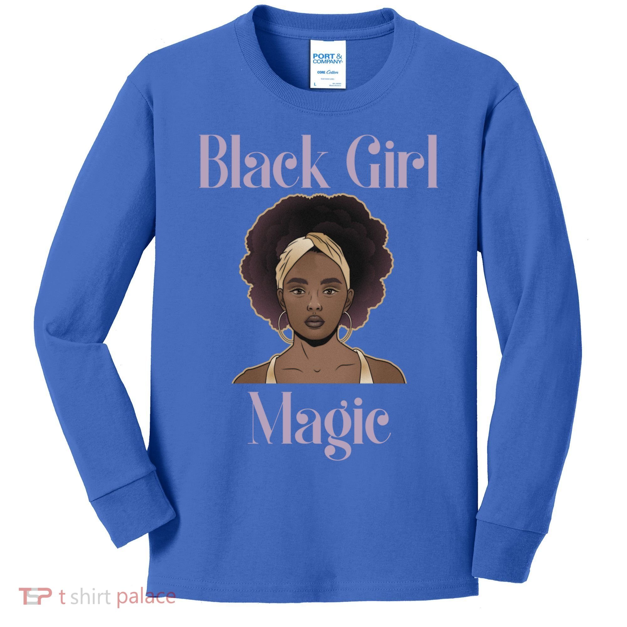 Melanin Afro Natural Hair Juneteenth Black Girl Magic Gift Kids Long Sleeve Shirt
