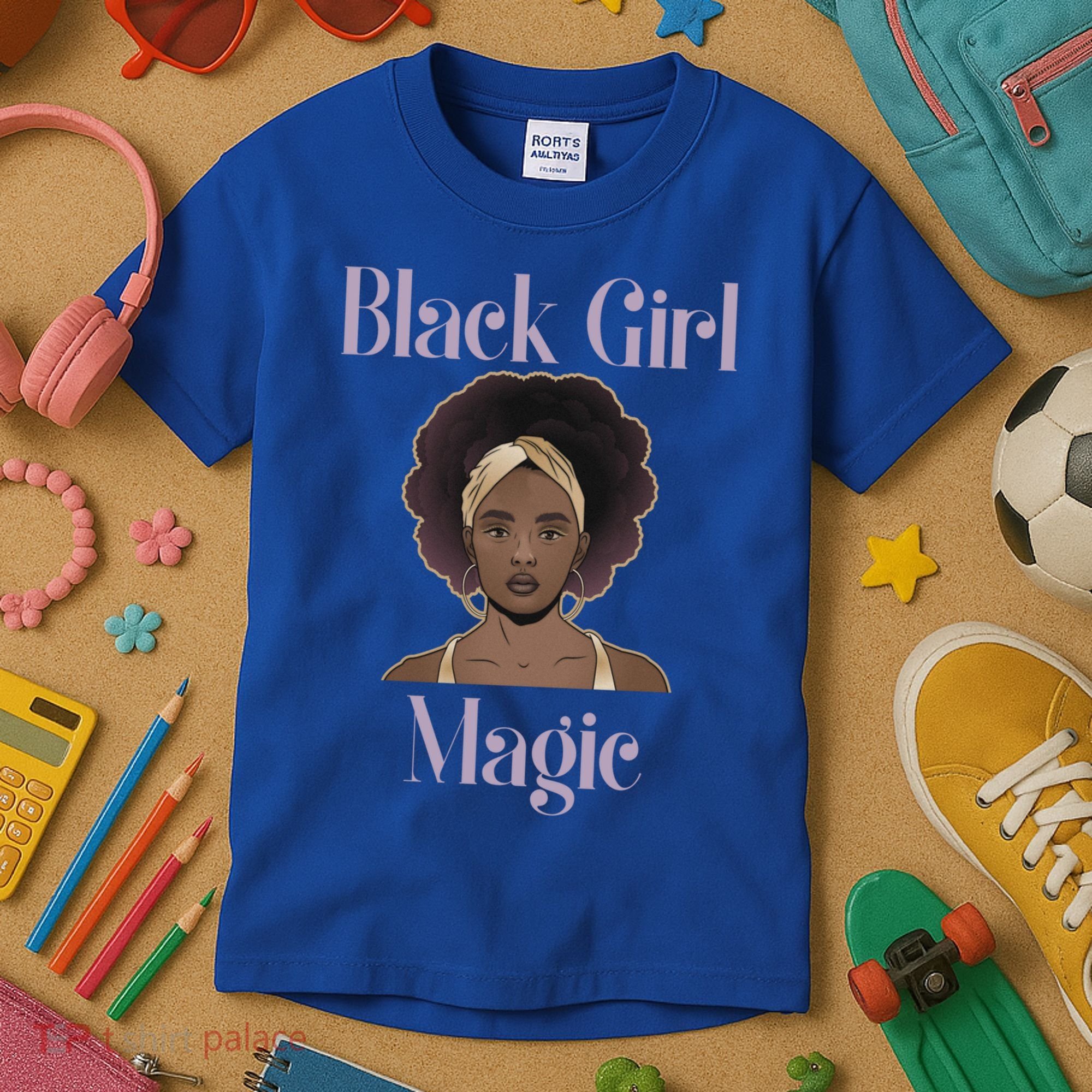 Melanin Afro Natural Hair Juneteenth Black Girl Magic Gift Kids T-Shirt