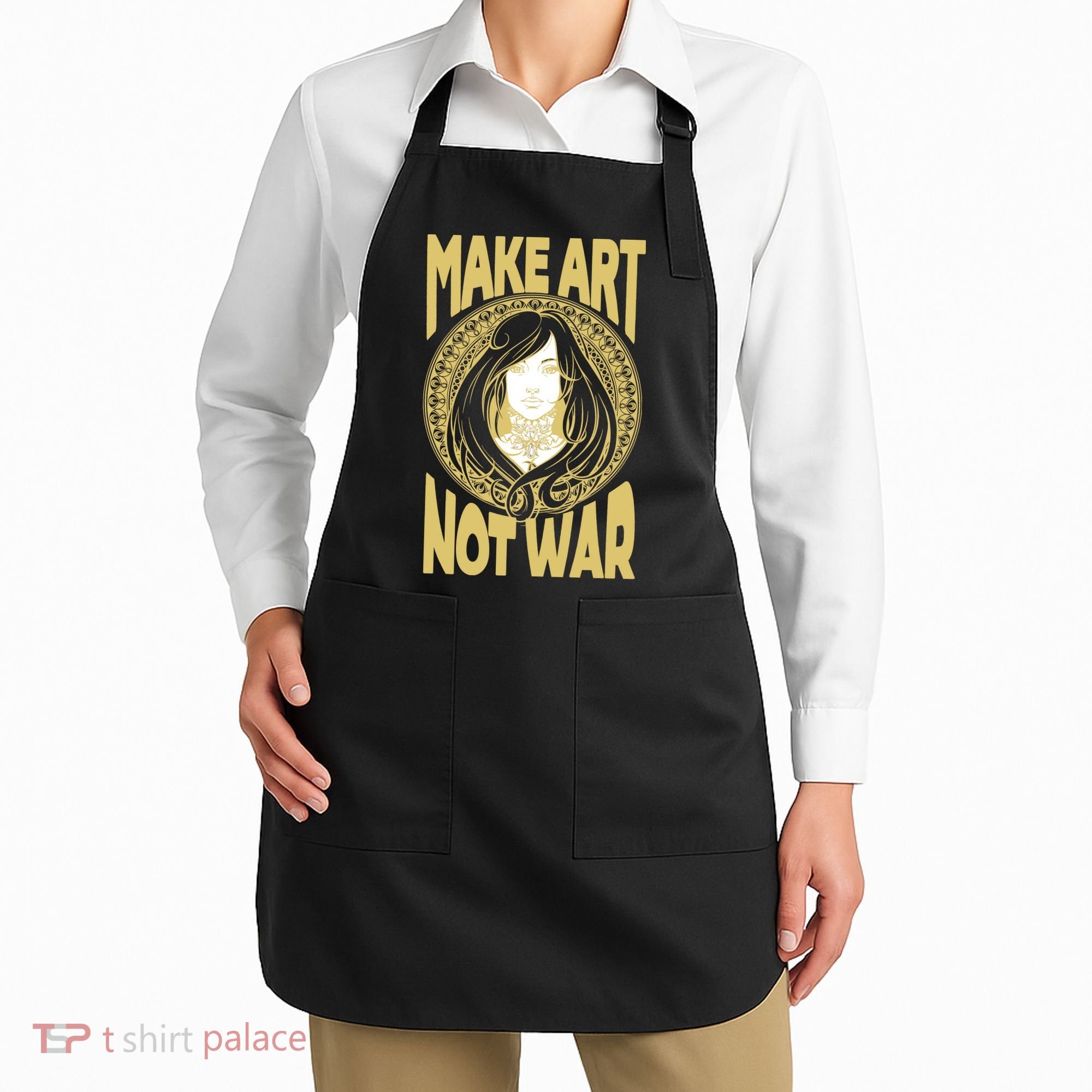 Make Art Not War Cameo Portrait Apron