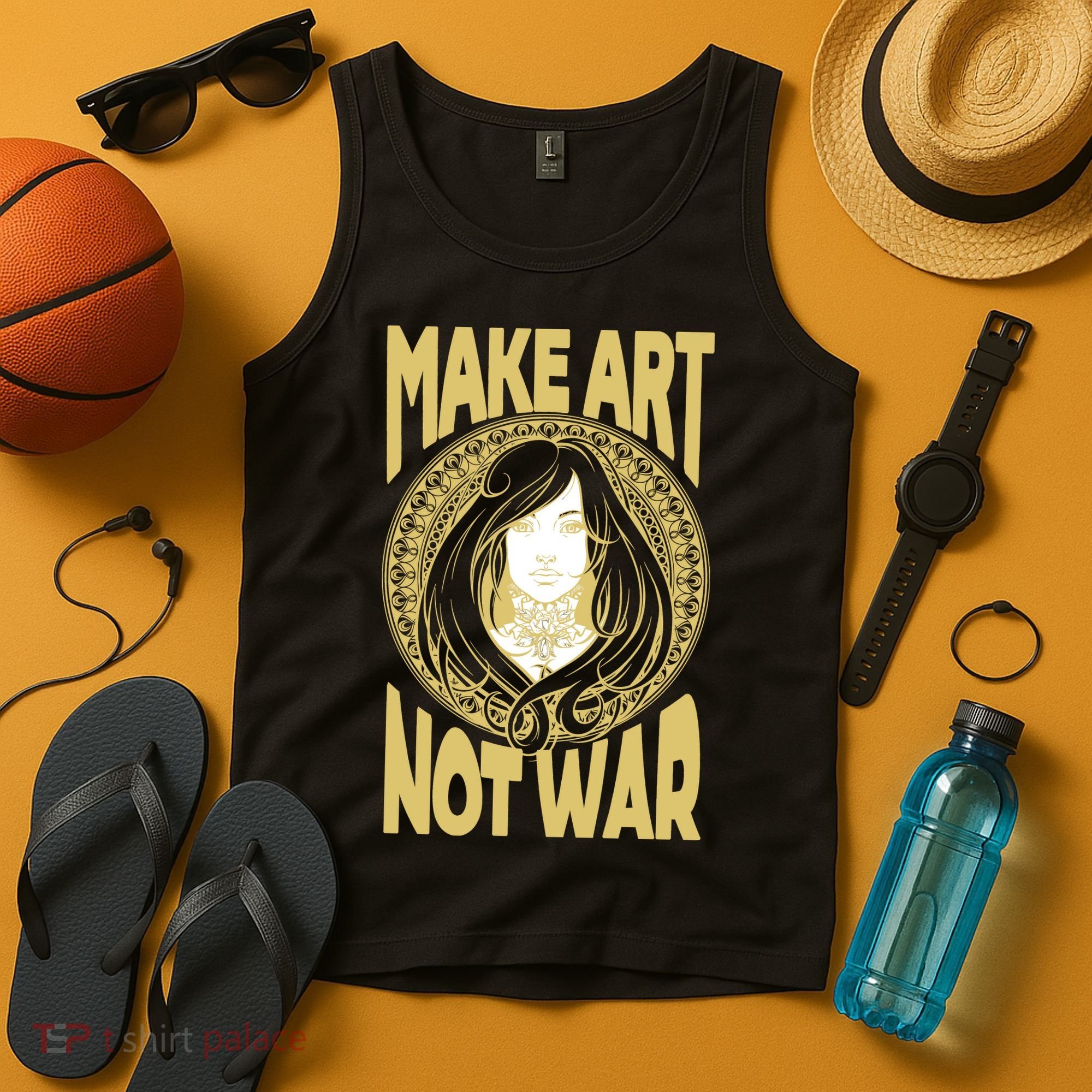 Make Art Not War Cameo Portrait Tank Top