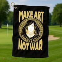 Make Art Not War Cameo Portrait Golf Towel thumb 1