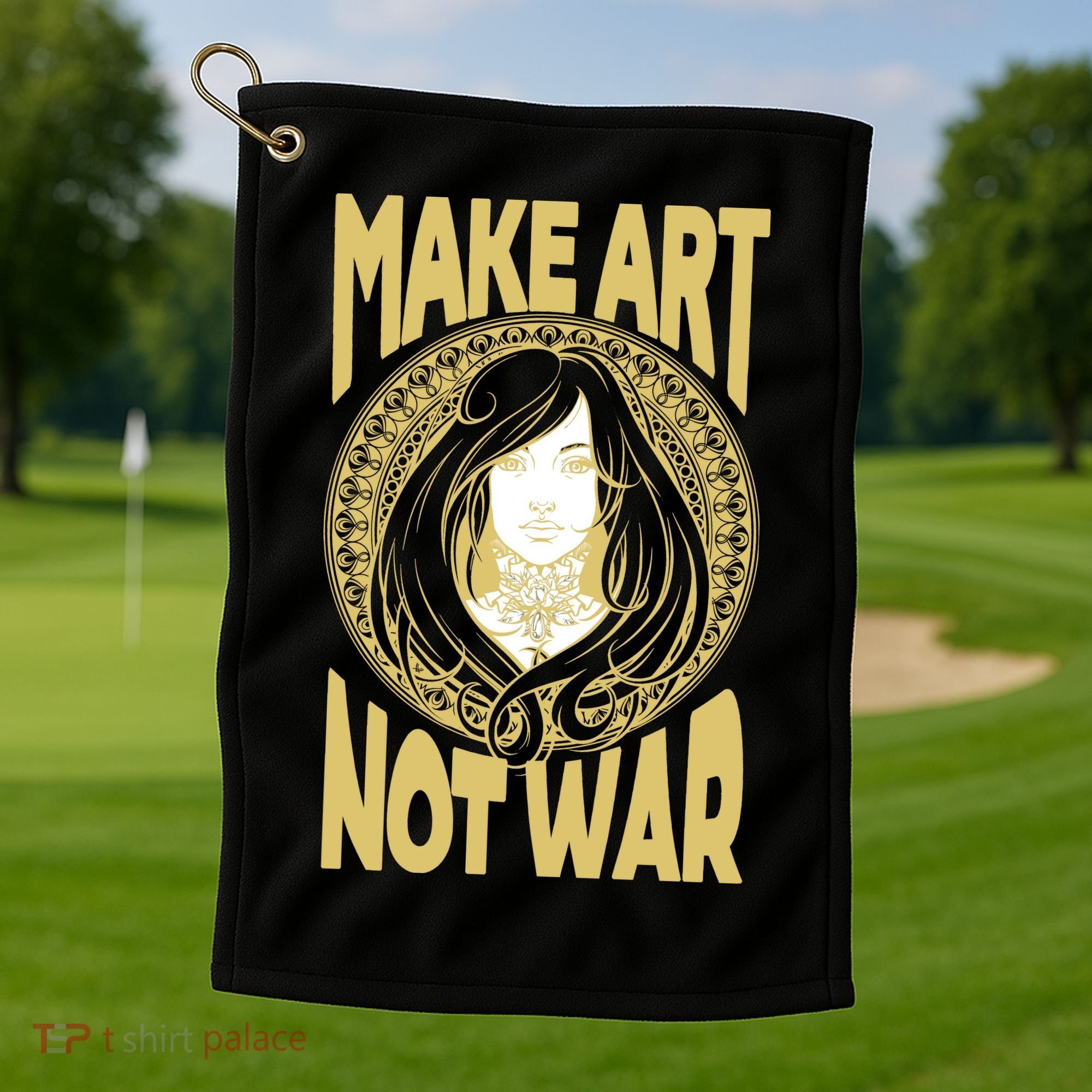 Make Art Not War Cameo Portrait Golf Towel