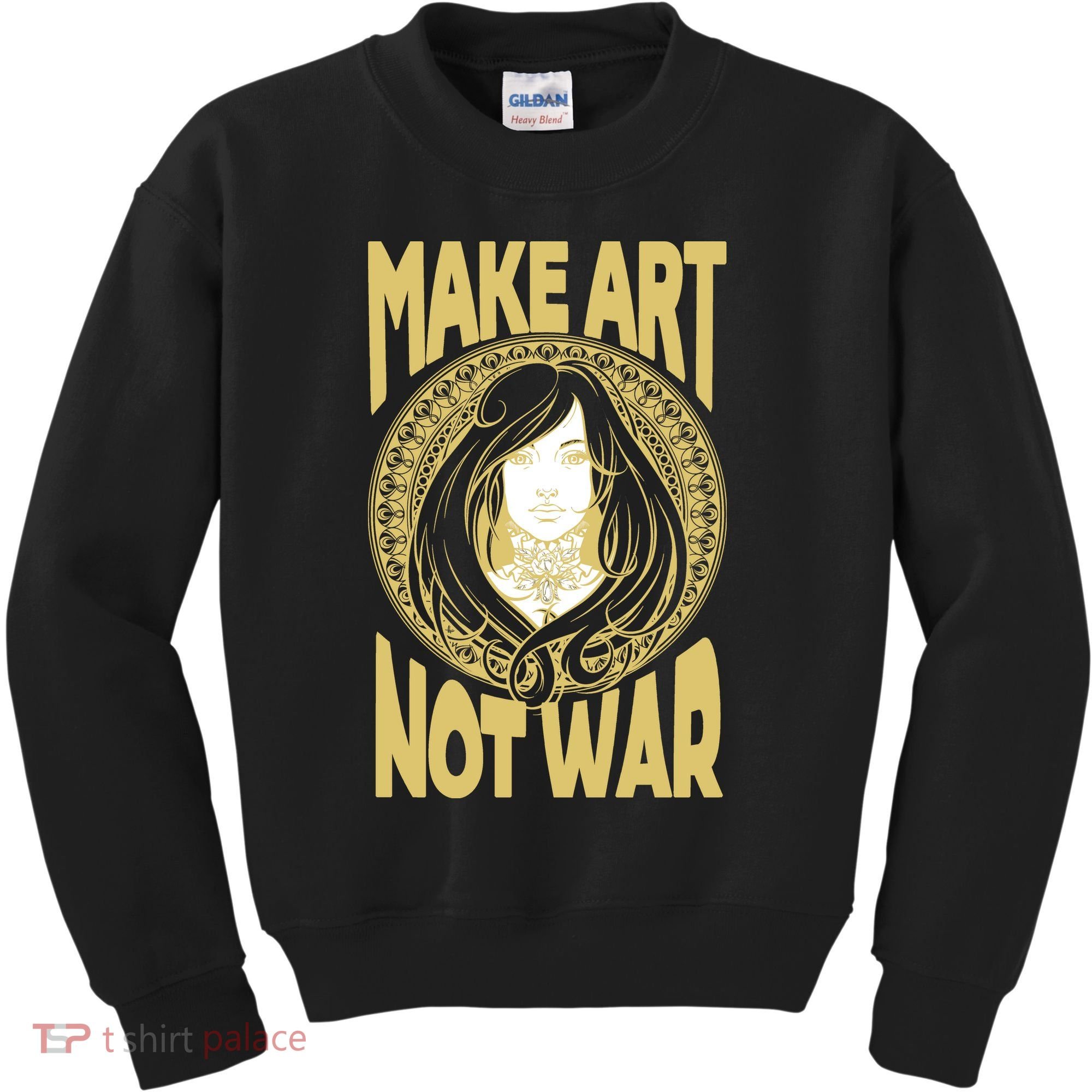 Make Art Not War Cameo Portrait Kids Sweatshirt