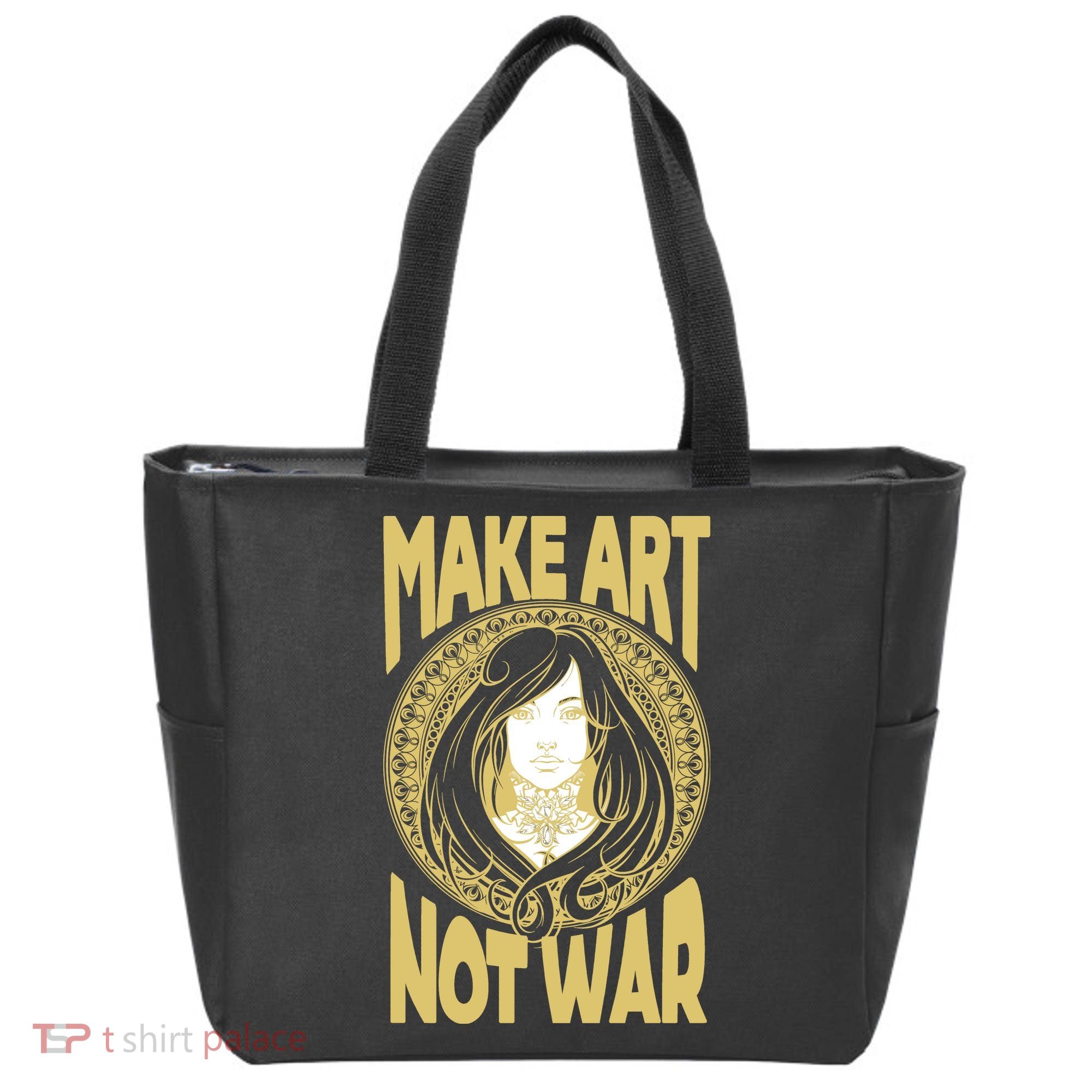 Make Art Not War Cameo Portrait Tote Bag